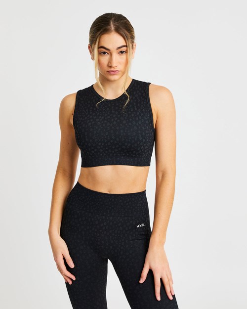 AYBL Evolve Speckle Seamless Crop Vest Negras | NJPEK4015